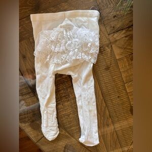 VTG TrimFit 80's Infant Baby Girl 0-6 Months White Tights Ruffled Bottom USA